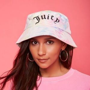 NWT Juicy Couture Tie Dye Bucket Hat Embroidered Logo Terry Cloth